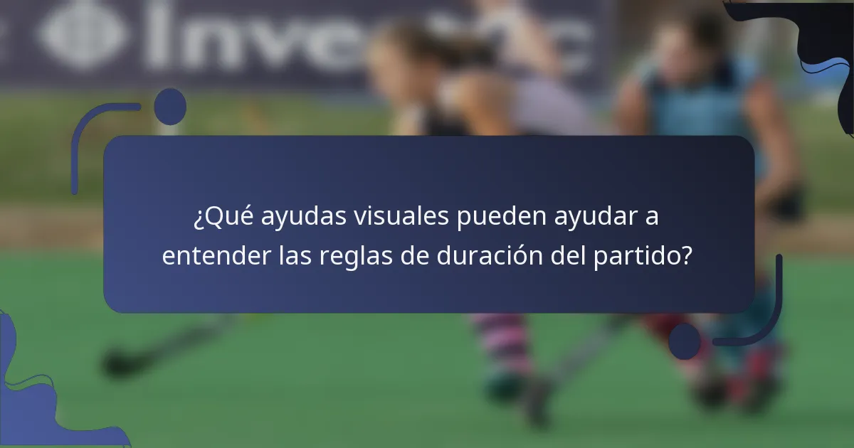 ¿Qué ayudas visuales pueden ayudar a entender las reglas de duración del partido?