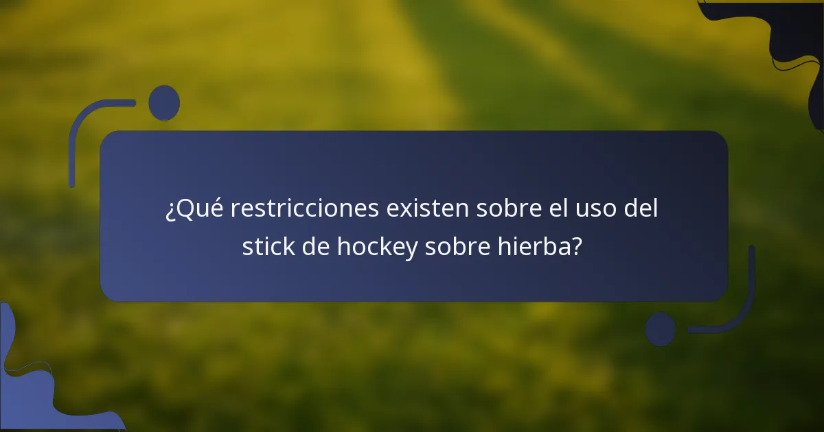 ¿Qué restricciones existen sobre el uso del stick de hockey sobre hierba?